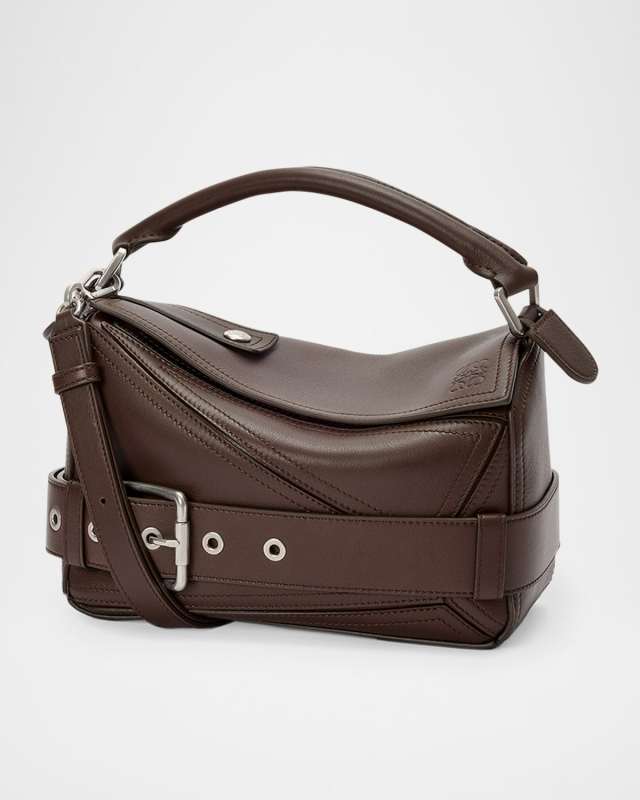 Puzzle Biker Top-Handle Bag in Shiny Leather